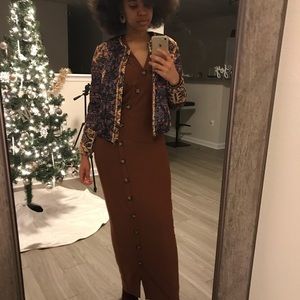 Cognac button down dress